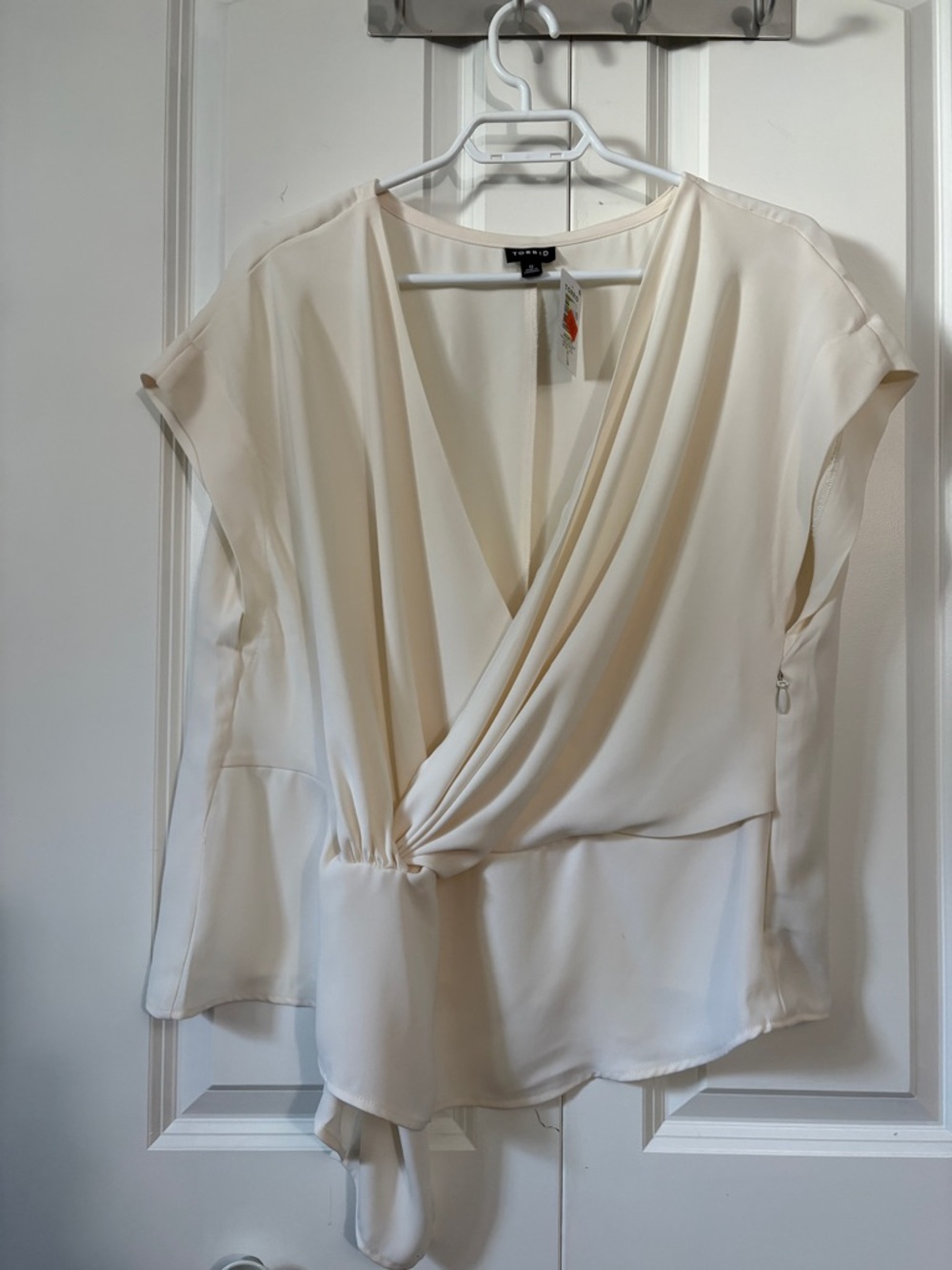 torrid Ivory Surplice Twist Front Blouse